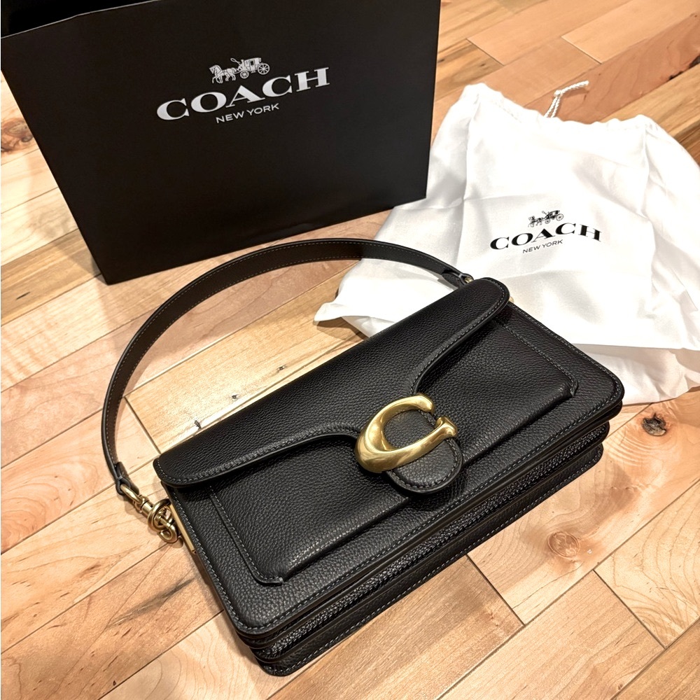 Coach Black Shoulder Bag with Gold Accent